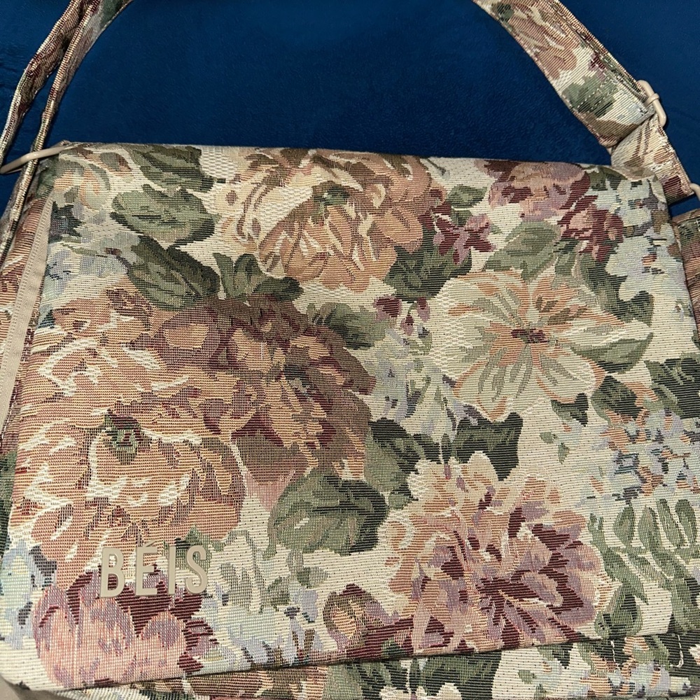 BÉIS Vintage Floral Expandable Tote Bag